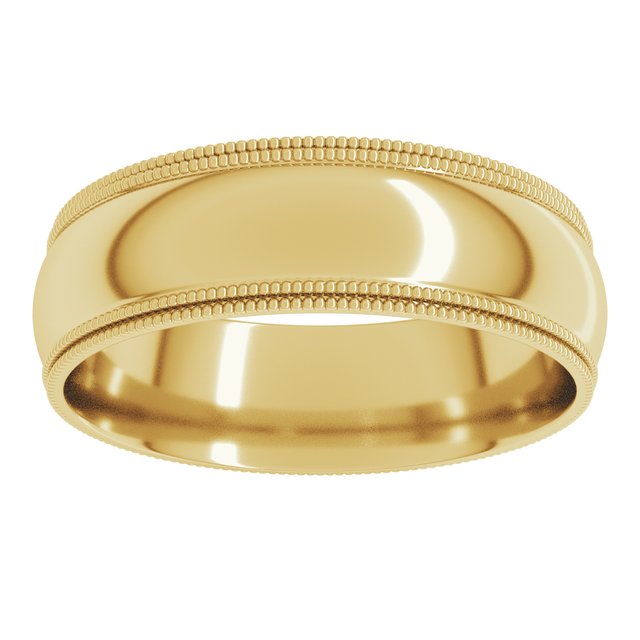 18K Yellow Gold Standard Double Milgrain Comfort-Fit Half Round Band