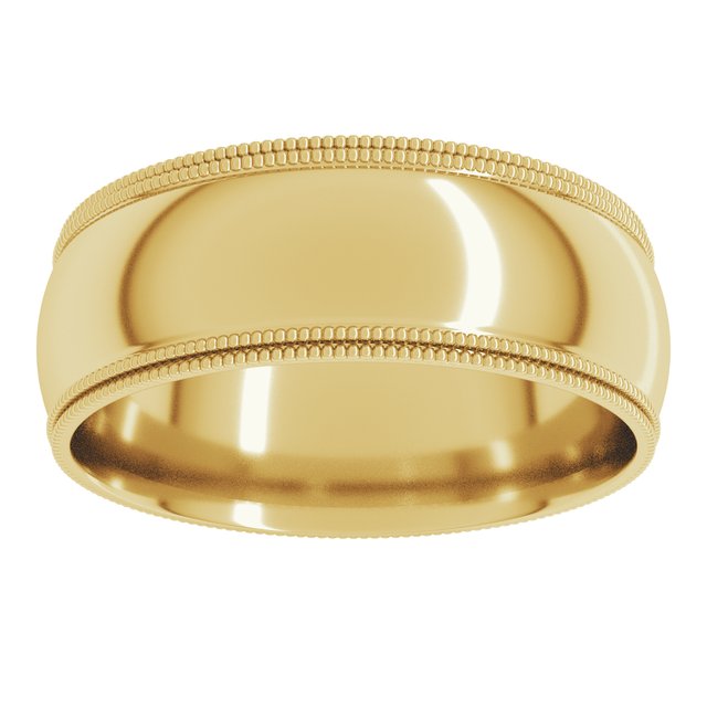 14K Yellow Or White Or Rose Gold Or Platinum Standard Double Milgrain Comfort-Fit Half Round Band