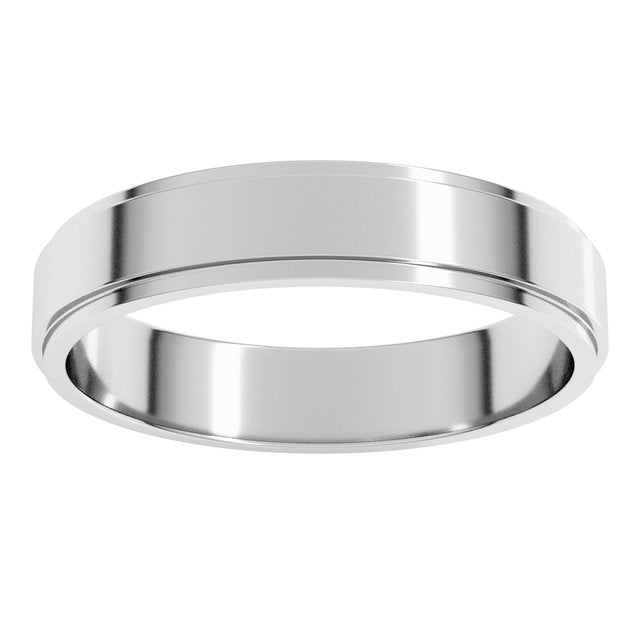 18K Yellow Or White Gold Standard Stepped-Edge Flat Band