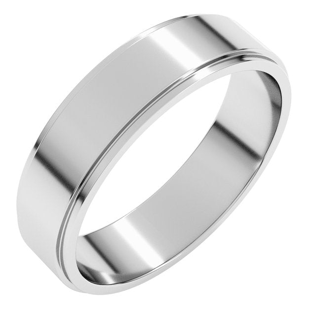 18K Yellow Or White Gold Standard Stepped-Edge Flat Band