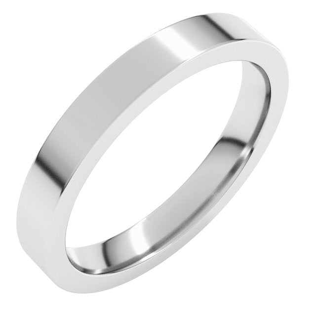 14K Rose Gold Or Sterling Silver Or Platinum Or Palladium Standard Weight Flat Comfort Fit Band