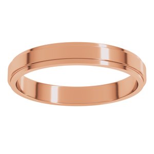 14K Rose Gold 3 Mm Flat Edge Band Size 8.5