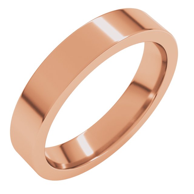 14K Rose Gold Or Sterling Silver Or Platinum Or Palladium Standard Weight Flat Comfort Fit Band