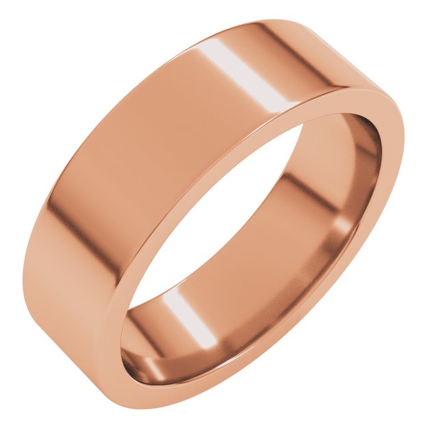 14K Rose Gold Or Sterling Silver Or Platinum Or Palladium Standard Weight Flat Comfort Fit Band