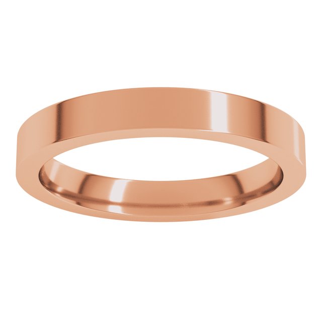 14K Rose Gold Or Sterling Silver Or Platinum Or Palladium Standard Weight Flat Comfort Fit Band