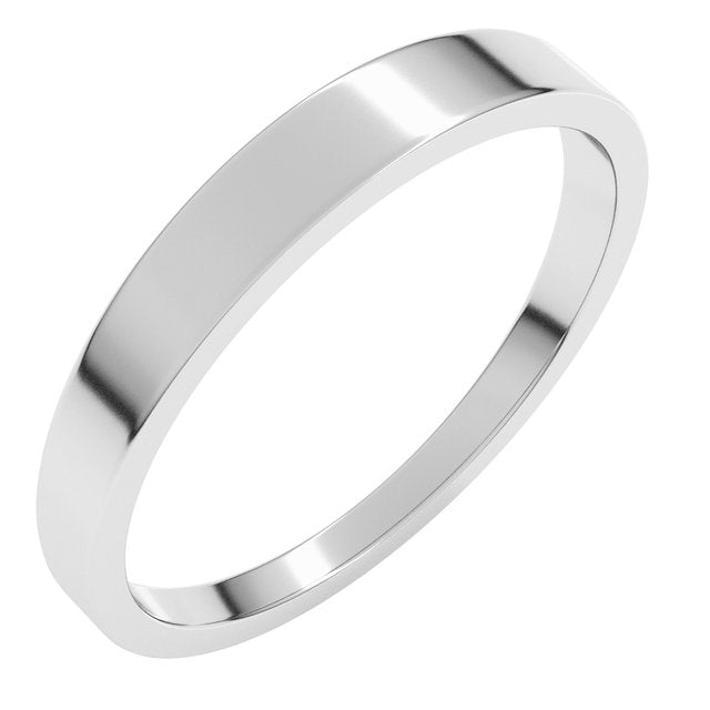 14K Yellow Or White Or Rose Gold Or Sterling Silver Or Platinum Standard Fit Flat Tapered Band