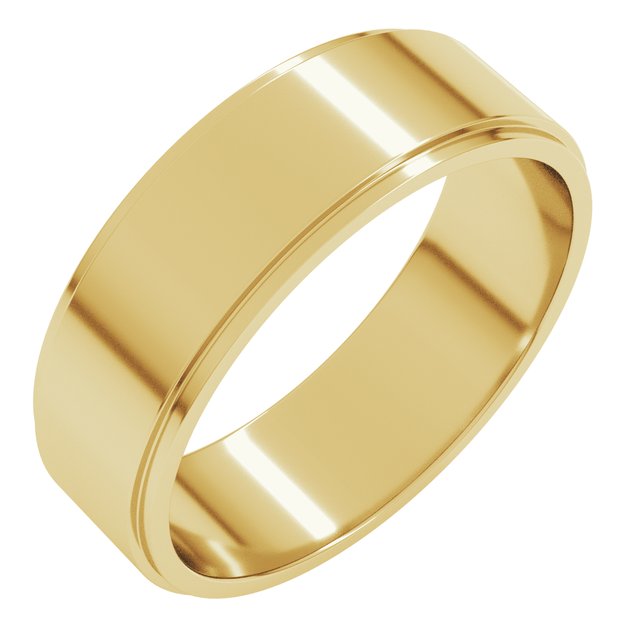 18K Yellow Or White Gold Standard Stepped-Edge Flat Band