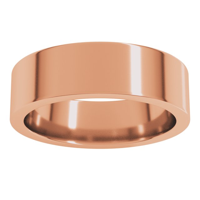 14K Rose Gold Or Sterling Silver Or Platinum Or Palladium Standard Weight Flat Comfort Fit Band