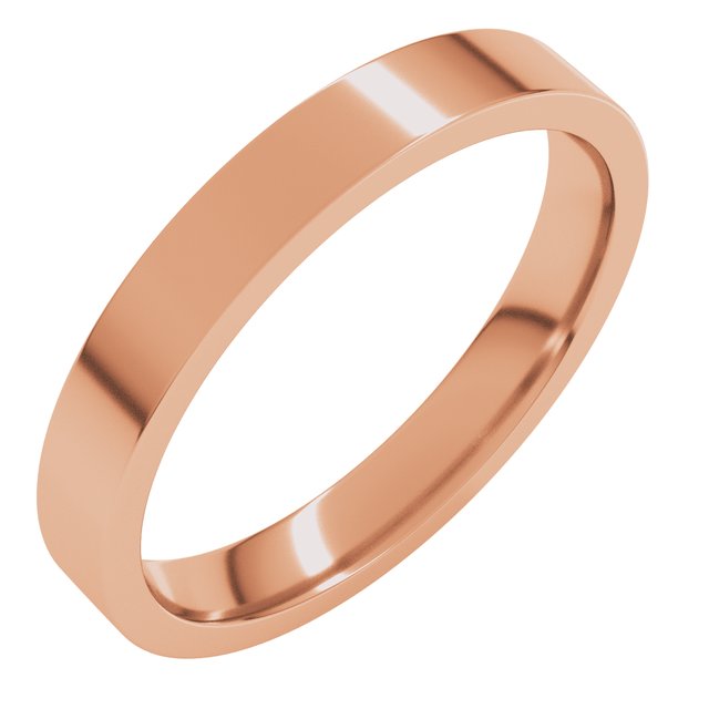 14K Rose Gold Or Sterling Silver Or Platinum Lightweight Flat Comfort Fit Light Band