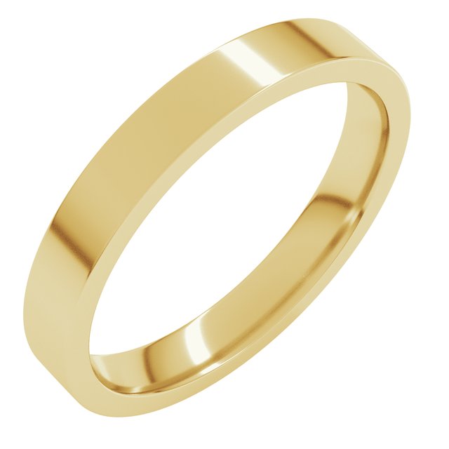 18K Yellow Or White Or Rose Gold Lightweight Flat Comfort Fit Light Band