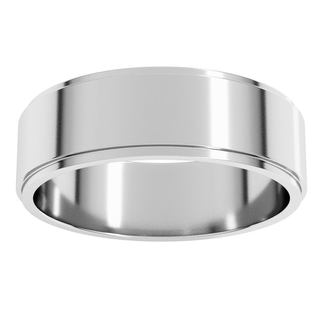 18K Yellow Or White Gold Standard Stepped-Edge Flat Band