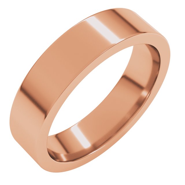 14K Rose Gold Or Sterling Silver Or Platinum Or Palladium Standard Weight Flat Comfort Fit Band