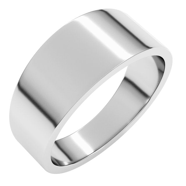 14K Yellow Or White Or Rose Gold Or Sterling Silver Or Platinum Standard Fit Flat Tapered Band