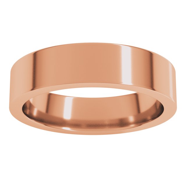 14K Rose Gold Or Sterling Silver Or Platinum Or Palladium Standard Weight Flat Comfort Fit Band