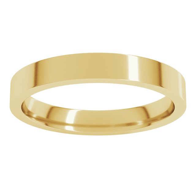 18K Yellow Or White Or Rose Gold Lightweight Flat Comfort Fit Light Band