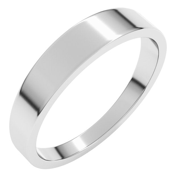 14K Yellow Or White Or Rose Gold Or Sterling Silver Or Platinum Standard Fit Flat Tapered Band