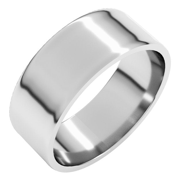 14K White Or Rose Gold Or Sterling Silver Or Platinum Flat Ultra-Lightweight Band