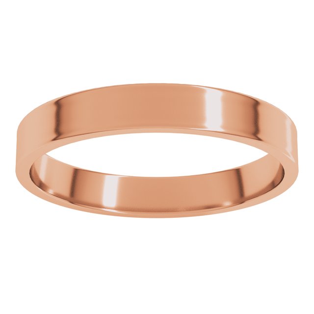 14K White Or Rose Gold Or Sterling Silver Or Platinum Flat Ultra-Lightweight Band