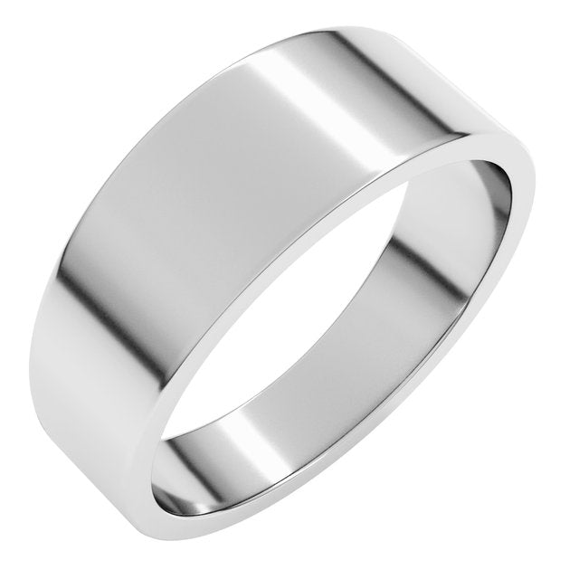 14K Yellow Or White Or Rose Gold Or Sterling Silver Or Platinum Standard Fit Flat Tapered Band