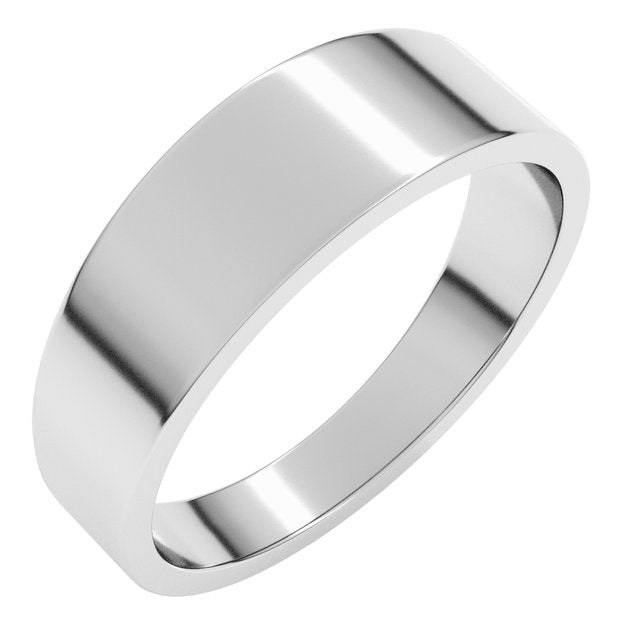 14K Yellow Or White Or Rose Gold Or Sterling Silver Or Platinum Standard Fit Flat Tapered Band