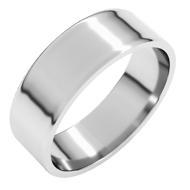 14K White Or Rose Gold Or Sterling Silver Or Platinum Flat Ultra-Lightweight Band