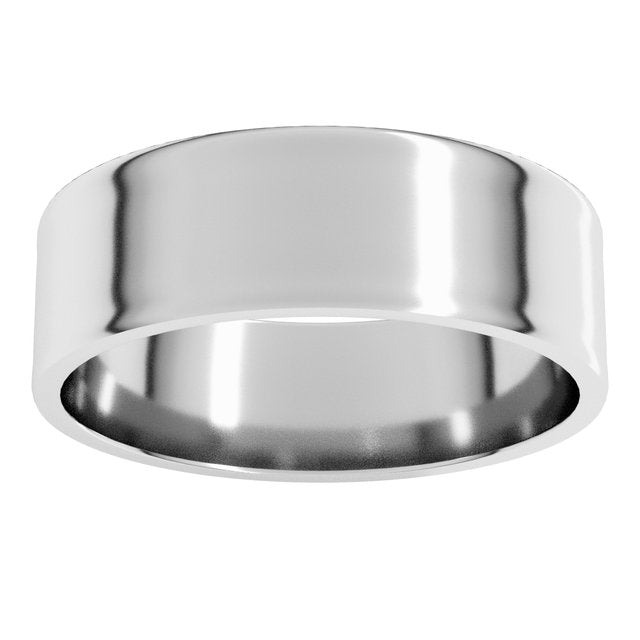 14K White Or Rose Gold Or Sterling Silver Or Platinum Flat Ultra-Lightweight Band
