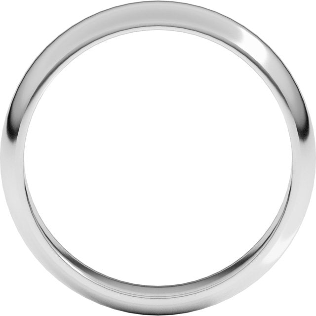 14K Yellow Or White Or Rose Gold Or Sterling Silver Or Platinum Or Palladium Standard Half Round Band