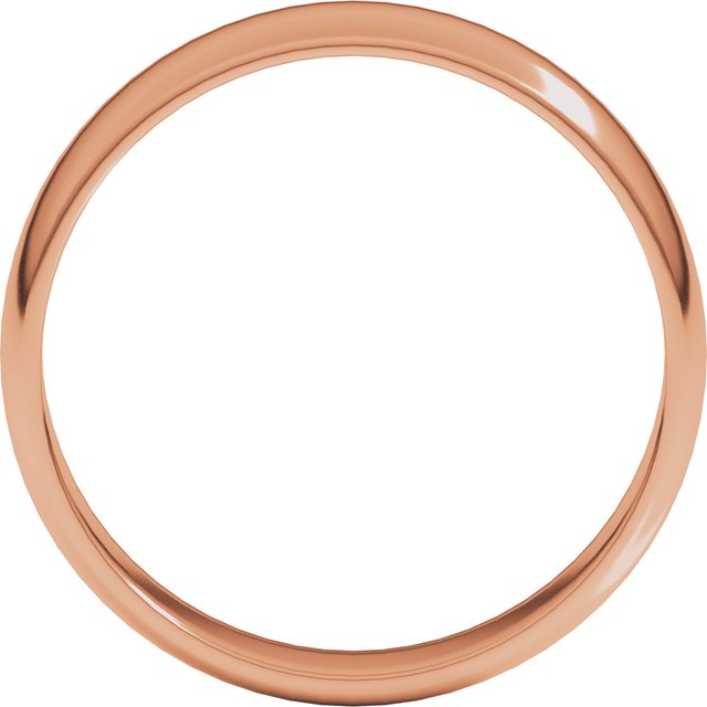 18K Yellow Or Rose Gold Lightweight Standard Fit Half Round Band
