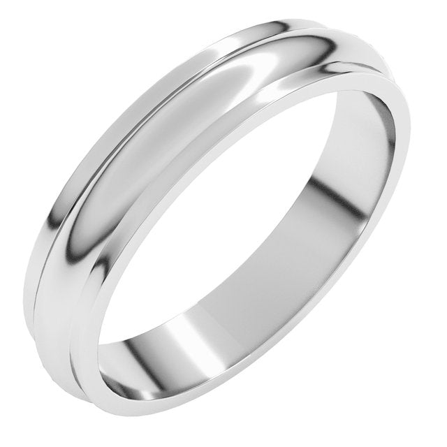 14K Yellow Or White Gold Or Platinum Standard Stepped-Edge Half Round Band