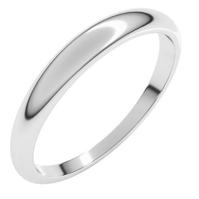14K Yellow Or White Or Rose Gold Or Sterling Silver Or Platinum Standard Fit Half Round Tapered Band
