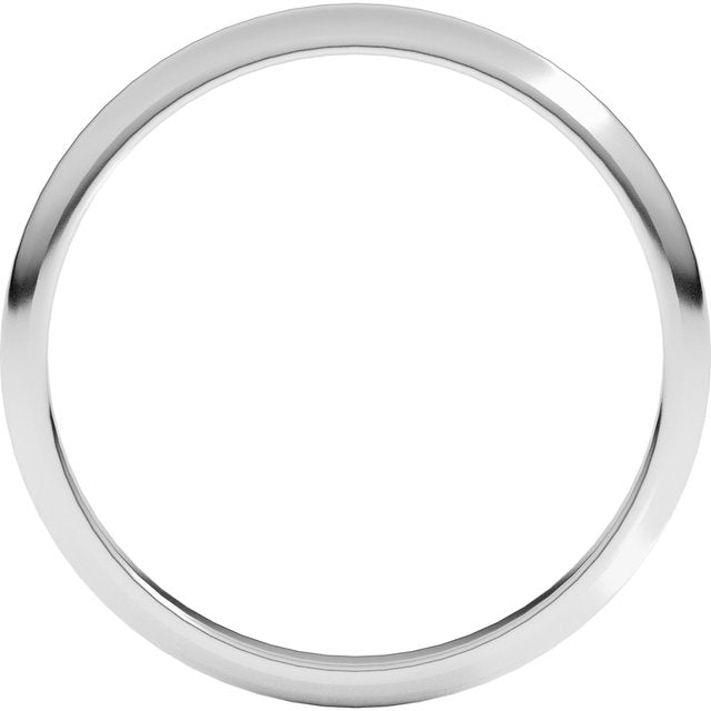 14K Yellow Or White Or Rose Gold Or Sterling Silver Or Platinum Or Palladium Standard Half Round Band