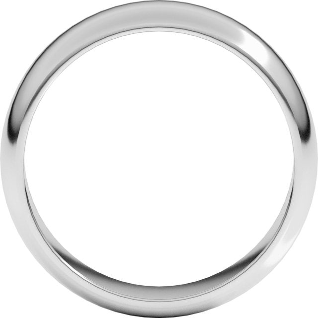 14K Yellow Or White Or Rose Gold Or Sterling Silver Or Platinum Or Palladium Standard Half Round Band