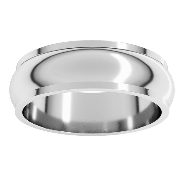 14K Yellow Or White Gold Or Platinum Standard Stepped-Edge Half Round Band