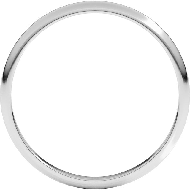 14K Yellow Or White Or Rose Gold Or Sterling Silver Or Platinum Or Palladium Lightweight Standard Fit Half Round Band