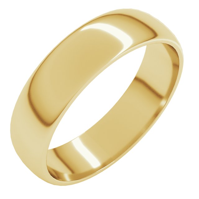 10K Yellow Or White Or Rose Gold Lightweight Standard Fit Half Round Band