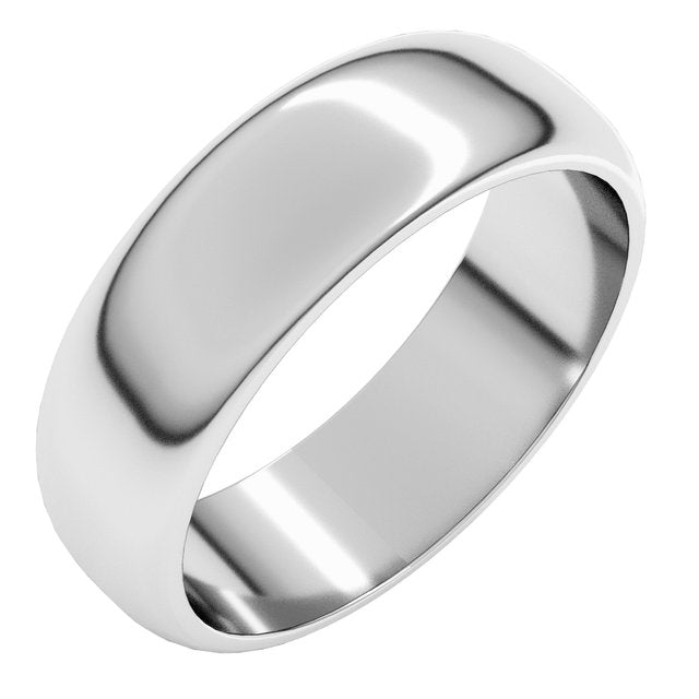 14K Yellow Or White Or Rose Gold Or Sterling Silver Or Platinum Or Palladium Standard Half Round Band