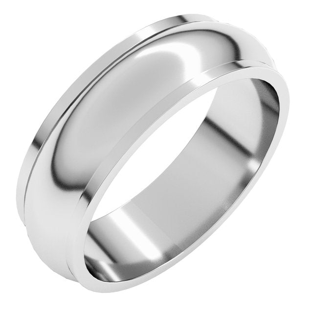 14K Yellow Or White Gold Or Platinum Standard Stepped-Edge Half Round Band