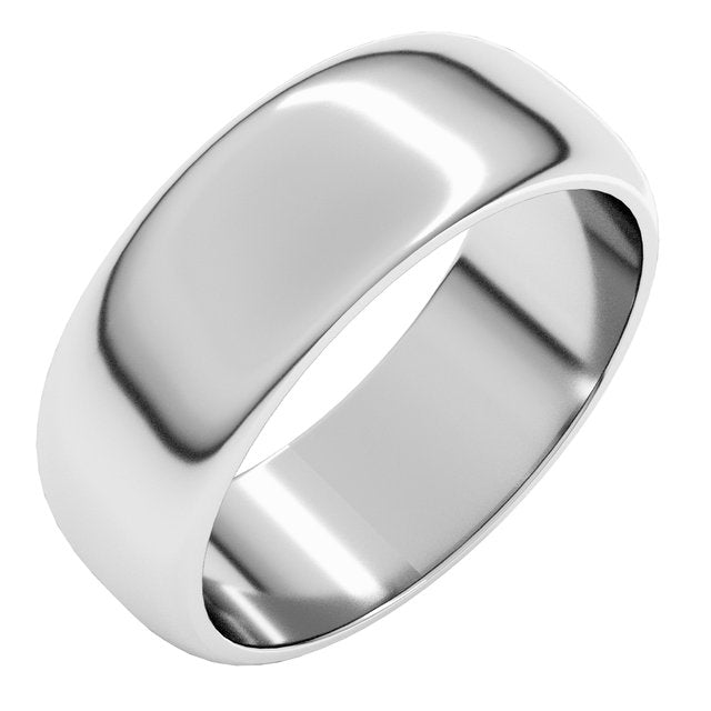 14K Yellow Or White Or Rose Gold Or Sterling Silver Or Platinum Or Palladium Standard Half Round Band