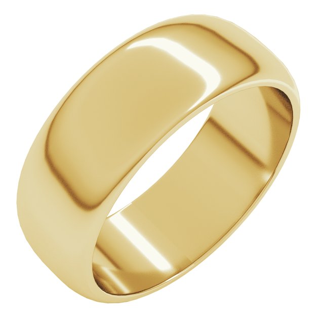 14K Yellow Or White Or Rose Gold Or Sterling Silver Or Platinum Or Palladium Standard Half Round Band