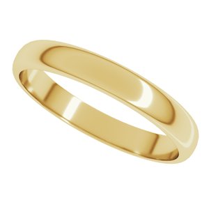 18K Yellow Or White Or Rose Gold Lightweight Half Round Band