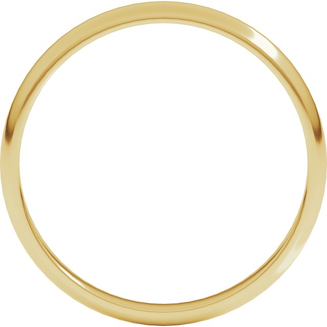 14K Yellow Or White Or Rose Gold Or Sterling Silver Or Platinum Or Palladium Lightweight Standard Fit Half Round Band