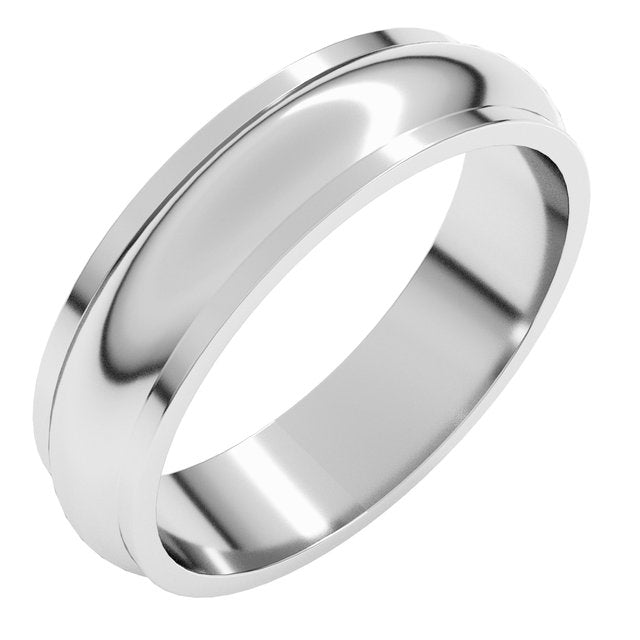 14K Yellow Or White Gold Or Platinum Standard Stepped-Edge Half Round Band