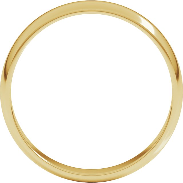 14K Yellow Or White Or Rose Gold Or Sterling Silver Or Platinum Or Palladium Lightweight Standard Fit Half Round Band