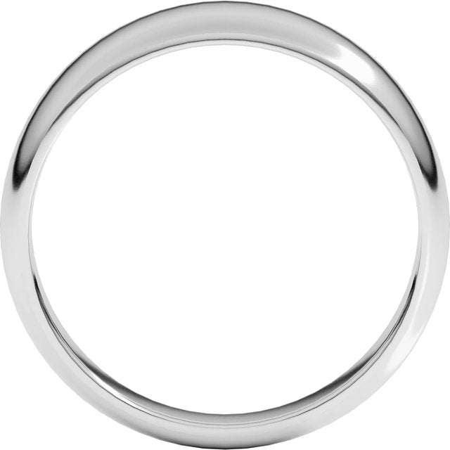 14K Yellow Or White Or Rose Gold Or Sterling Silver Or Platinum Standard Fit Half Round Tapered Band