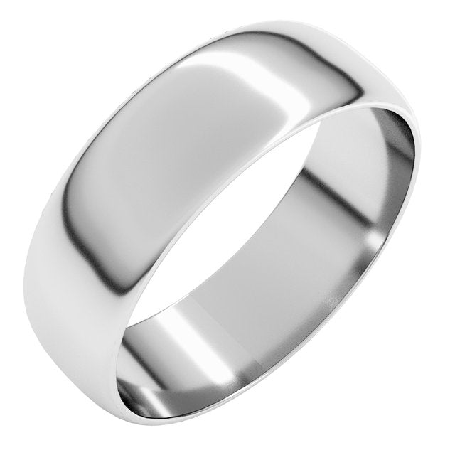 Sterling Silver Or Platinum Ultra-Lightweight Standard Fit Half Round Band