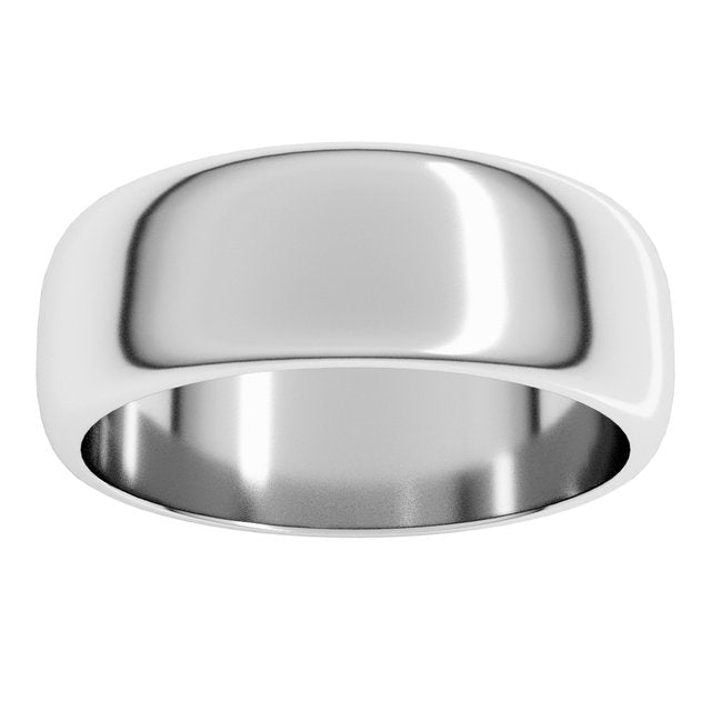 14K Yellow Or White Or Rose Gold Or Sterling Silver Or Platinum Or Palladium Standard Half Round Band