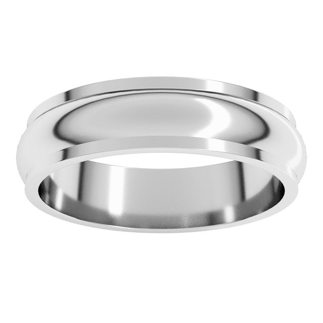 14K Yellow Or White Gold Or Platinum Standard Stepped-Edge Half Round Band