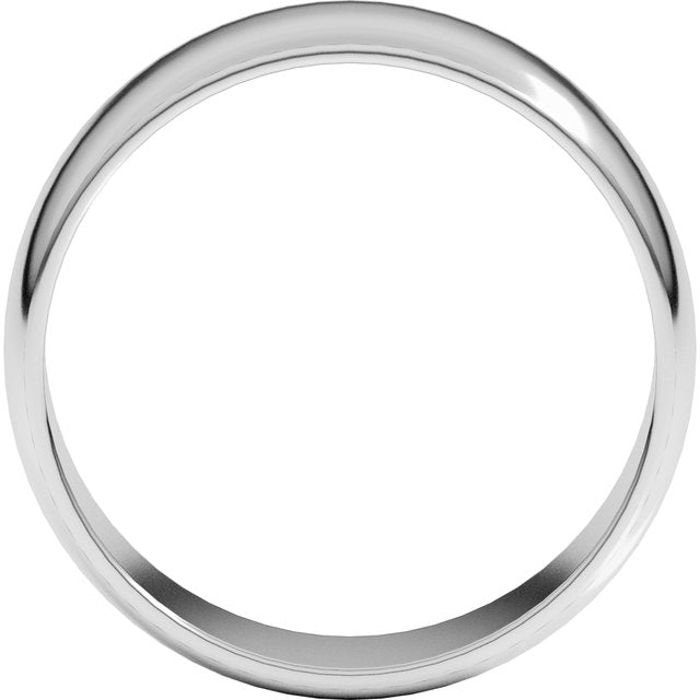 14K Yellow Or White Or Rose Gold Or Sterling Silver Or Platinum Or Palladium Lightweight Standard Fit Half Round Band