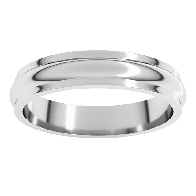14K Yellow Or White Gold Or Platinum Standard Stepped-Edge Half Round Band
