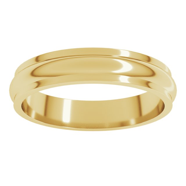 18K Yellow Gold Standard Stepped-Edge Half Round Band